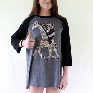 Riot Society Party Panda Raglan Tee Size XL